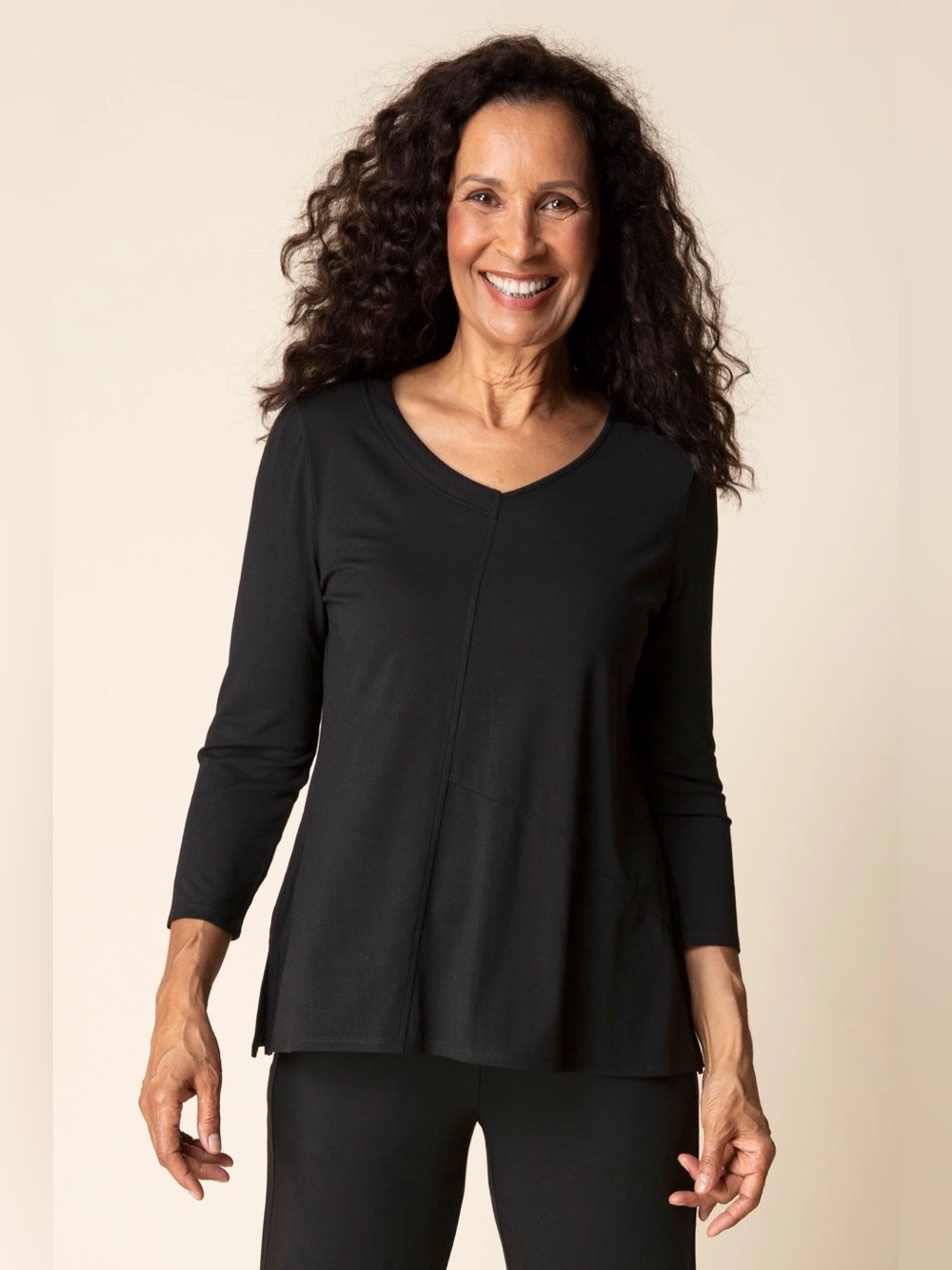 Habitat Clothes To Live In Black Cotton Slub Long Sleeve Tunic Top XL Lagenlook